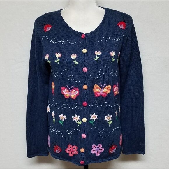 Vintage Y2K tiara blue knit butterfly cardigan - Picture 6 of 15